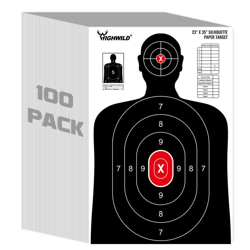 Load image into Gallery viewer, Shooting Range Silhouette Paper Target - 23X35 Inches (100 Pack, White & Black)