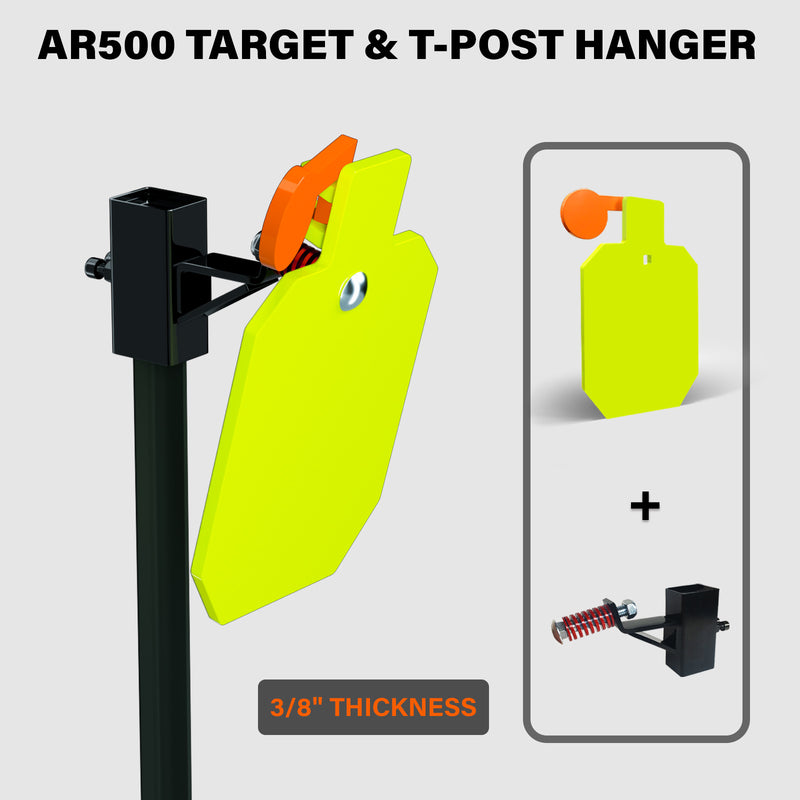Load image into Gallery viewer, AR500 Steel Shooting Target 3/8 Inch Thick 7" x 12" Hostage with T-Post Target Holder Mount