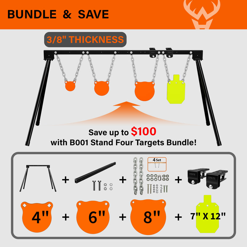 Load image into Gallery viewer, Adjustable Target Stand + Mounting Kit + 3/8" Thick 4", 6", 8" Gongs, 7" X 12"Torso