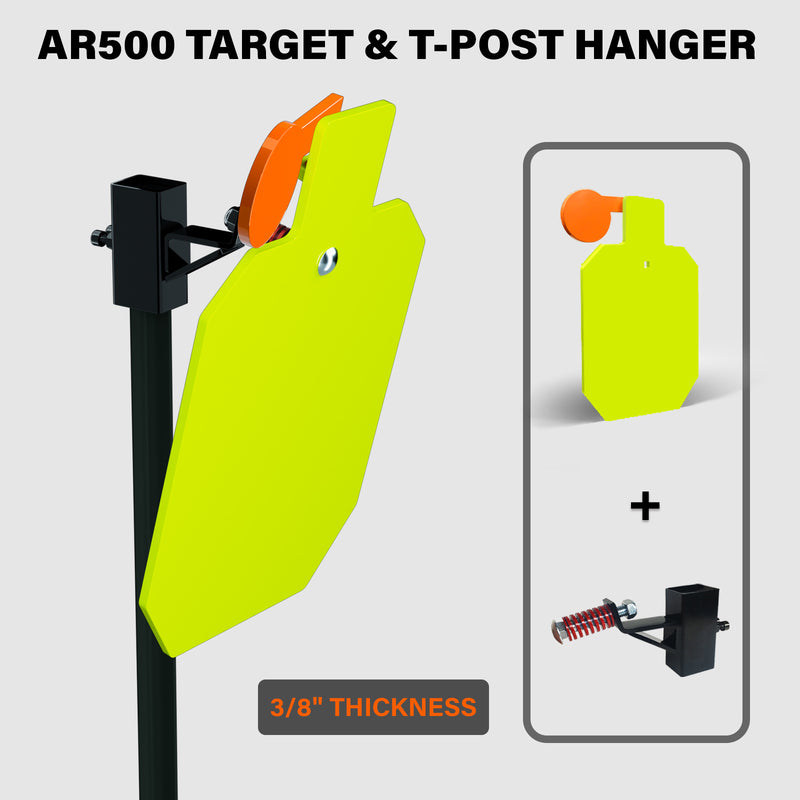 Load image into Gallery viewer, AR500 Steel Shooting Target 3/8 Inch Thick 12" x 20" Hostage with T-Post Target Holder Mount