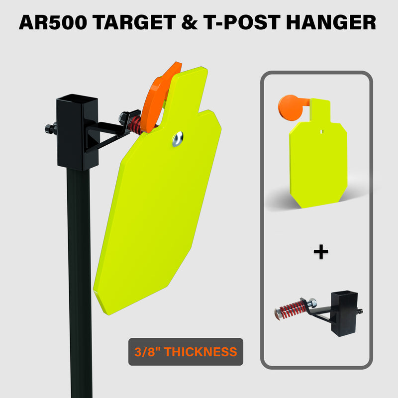 Load image into Gallery viewer, AR500 Steel Shooting Target 3/8 Inch Thick 10" x 16" Hostage with T-Post Target Holder Mount