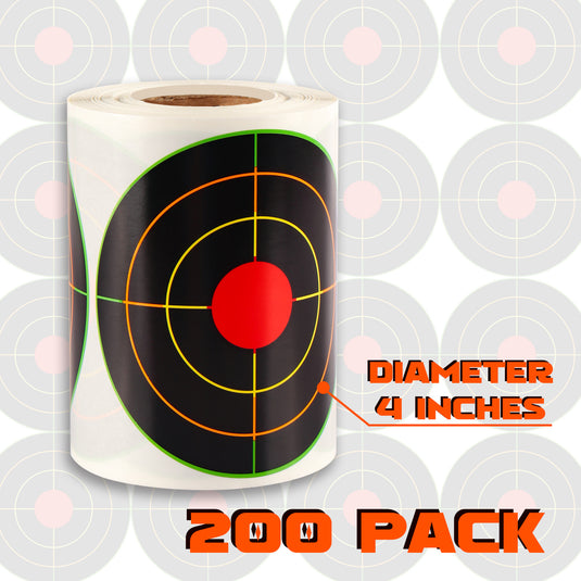 4 Inch Splatter Adhesive Bullseye Shooting Target Stickers - 200 Pack