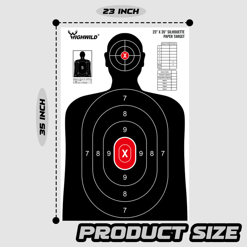 Load image into Gallery viewer, Shooting Range Silhouette Paper Target - 23X35 Inches (50 Pack, White & Black)