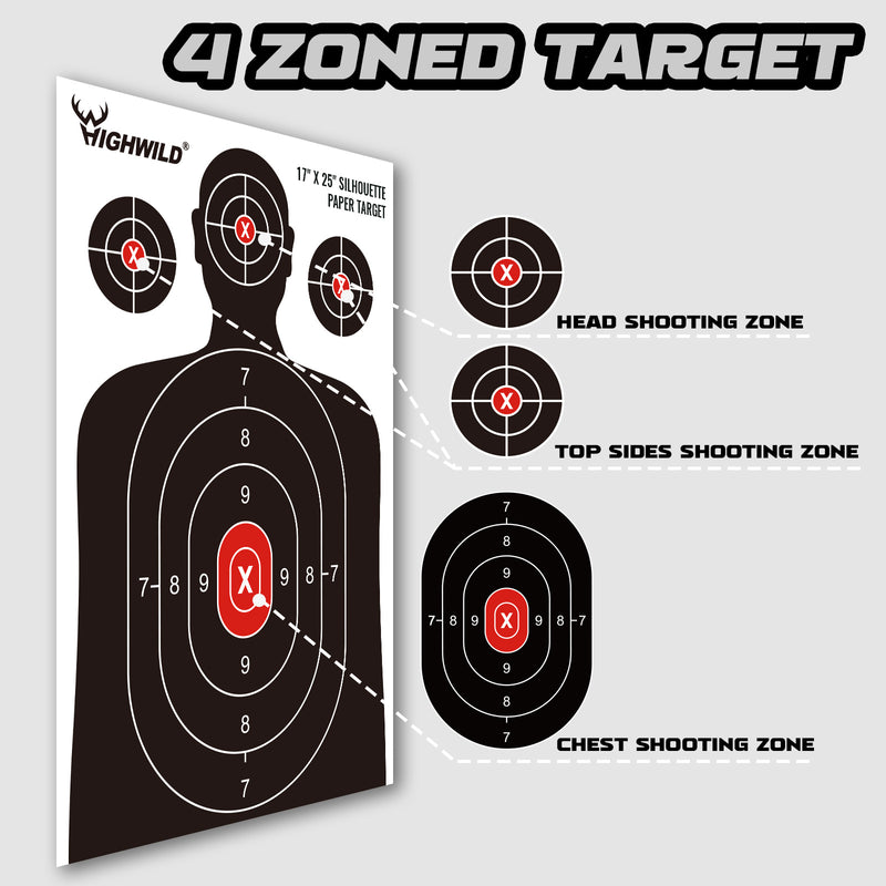 Load image into Gallery viewer, Shooting Range Silhouette Paper Target - 17X25 Inches (White &amp; Black)
