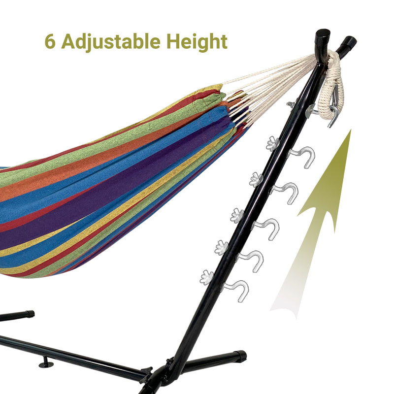 Load image into Gallery viewer, Double Hammock with Space Saving Steel Stand (Blue/Purple)
