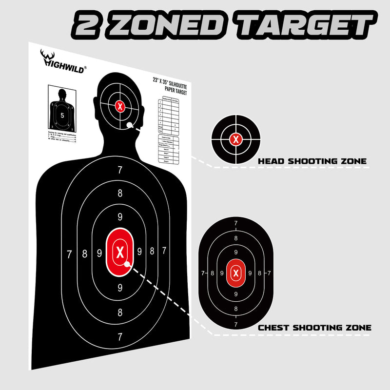 Load image into Gallery viewer, Shooting Range Silhouette Paper Target - 23X35 Inches (50 Pack, White & Black)