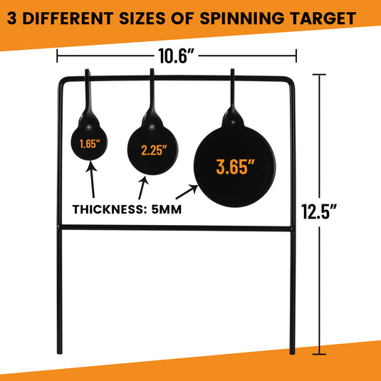 Triple Gong Spinner Target - Rated for .22 Rimfire Rifles and .22 Handguns