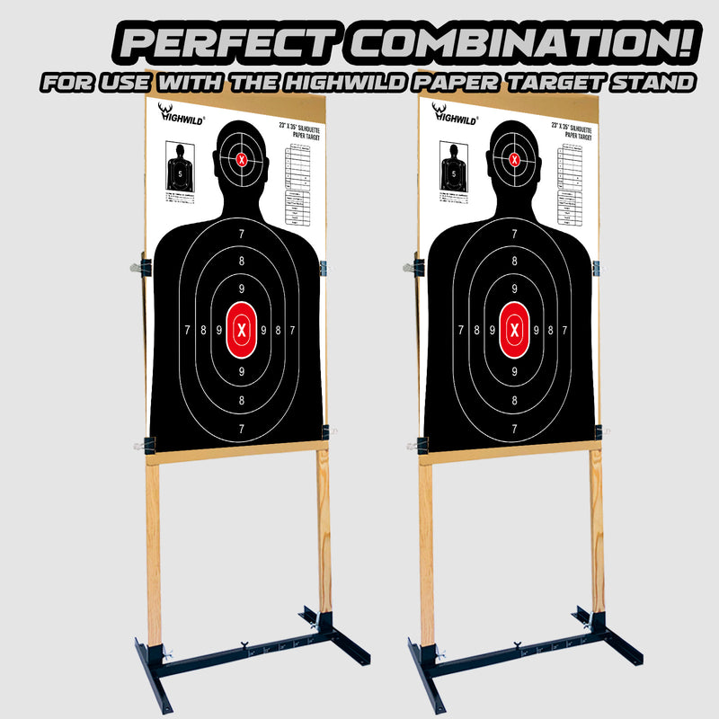 Load image into Gallery viewer, Shooting Range Silhouette Paper Target - 23X35 Inches (50 Pack, White & Black)