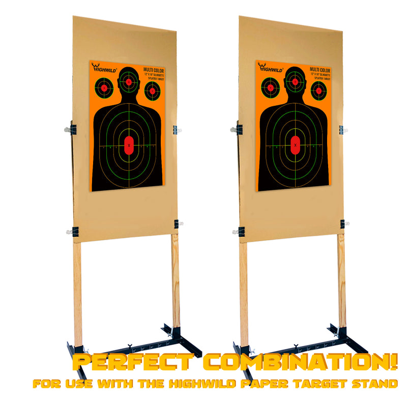 Load image into Gallery viewer, Silhouette Splatter Paper Targets - Splash Effect of Multiple Colors - 12x18 Inch