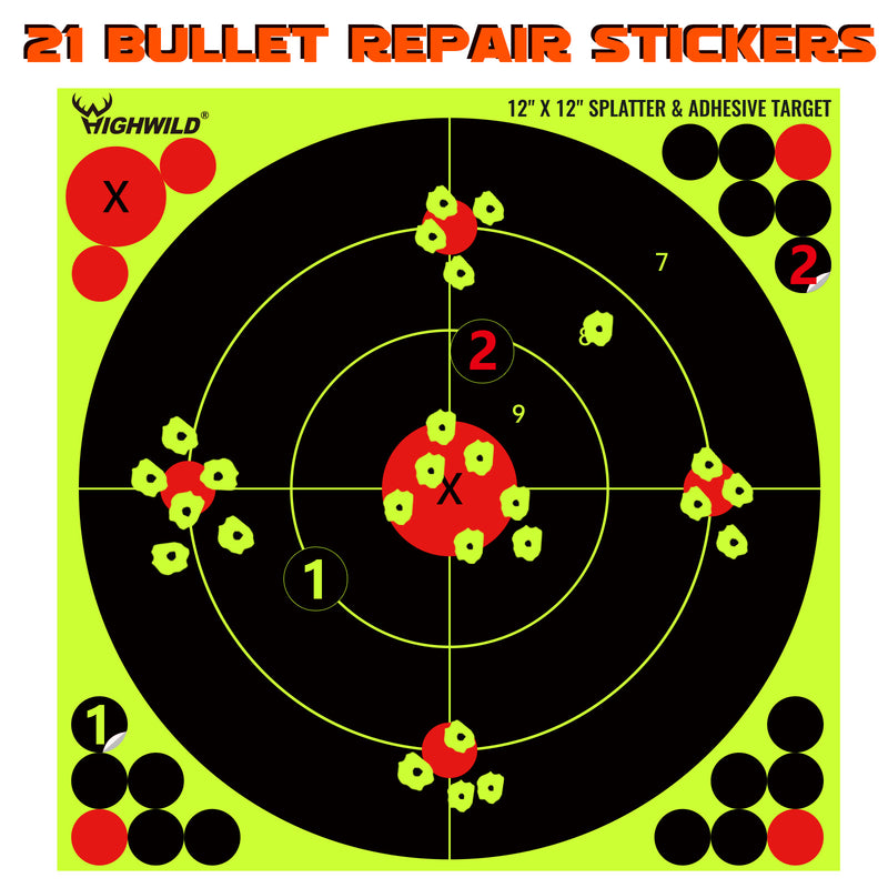 Load image into Gallery viewer, 12X12 Inch Splatter Adhesive Bullseye Fluorescent Yellow Shooting Target Stickers
