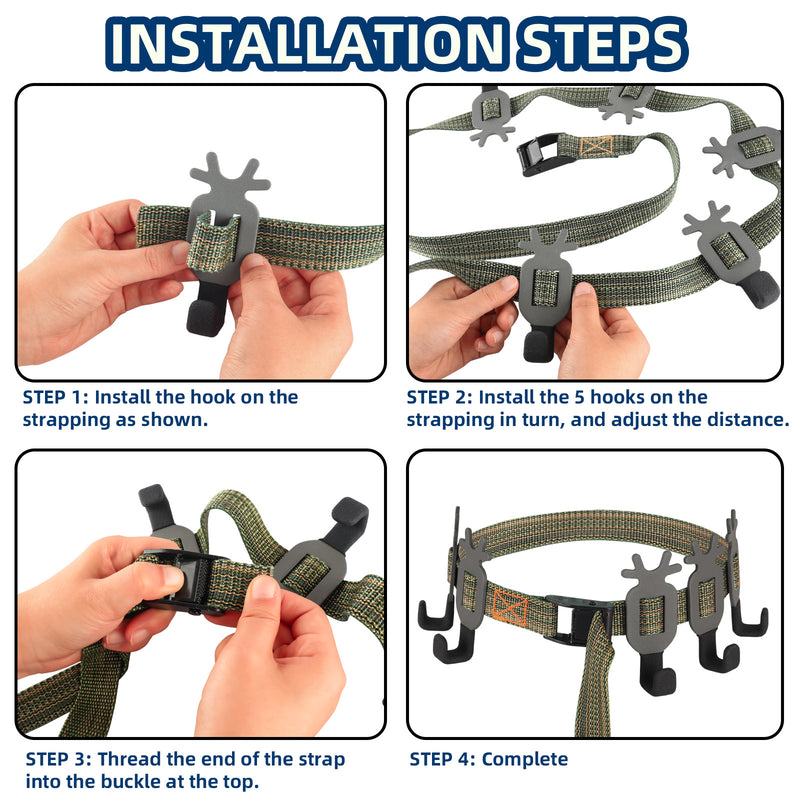 Load image into Gallery viewer, Treestand Strap Gear Hangers for Hunting Gears Bow - 5 Hooks Set