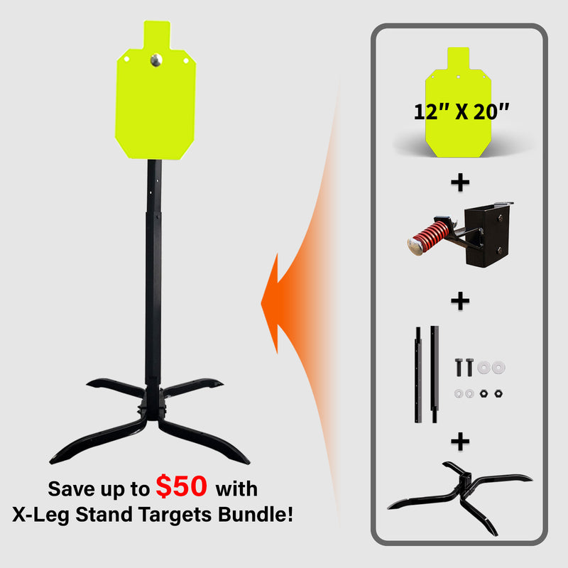 Load image into Gallery viewer, X-leg Base Stand + 2X4 Target Hanger + 3/8" Thick 12" X 20" Torso + Adjustable Steel Post