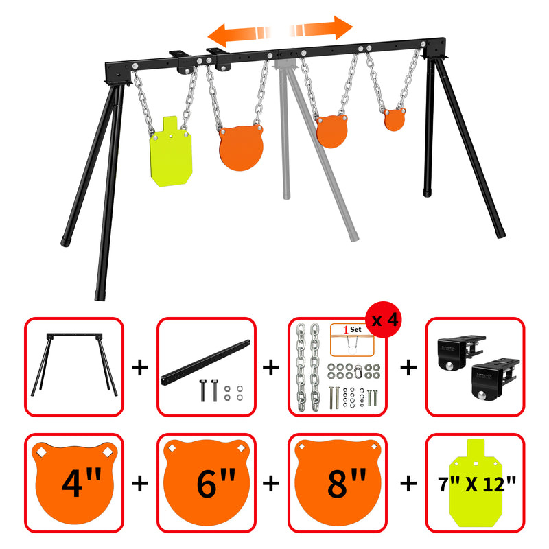 Load image into Gallery viewer, Adjustable Target Stand + Mounting Kit + 1/2" Thick 4", 6", 8" Gongs, 7" X 12"Torso