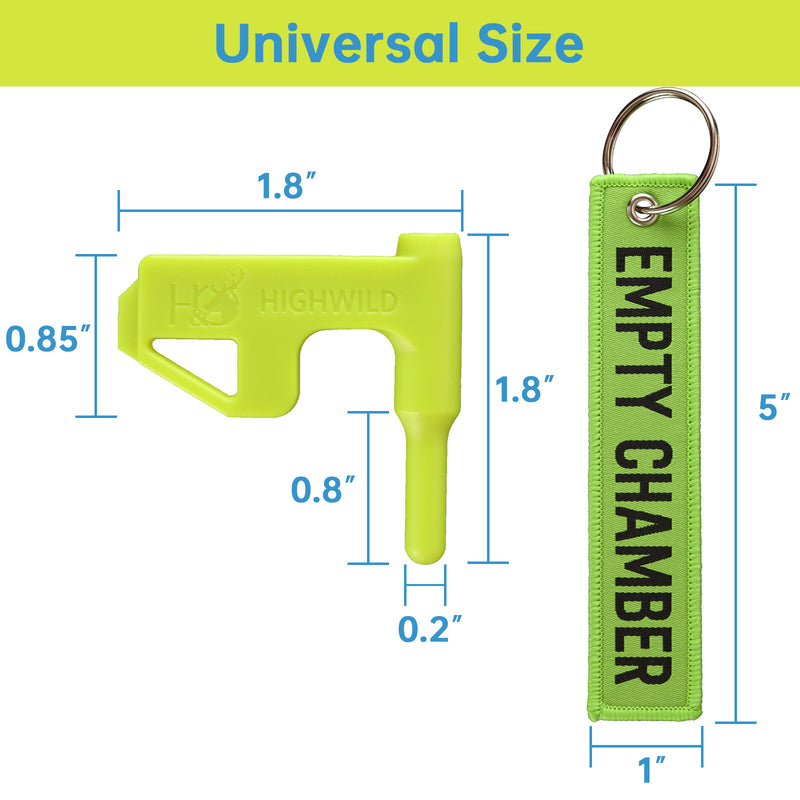 Load image into Gallery viewer, 10 Pack Chamber Safety Flag for Most Common Calibers with Green Key Chain Tags
