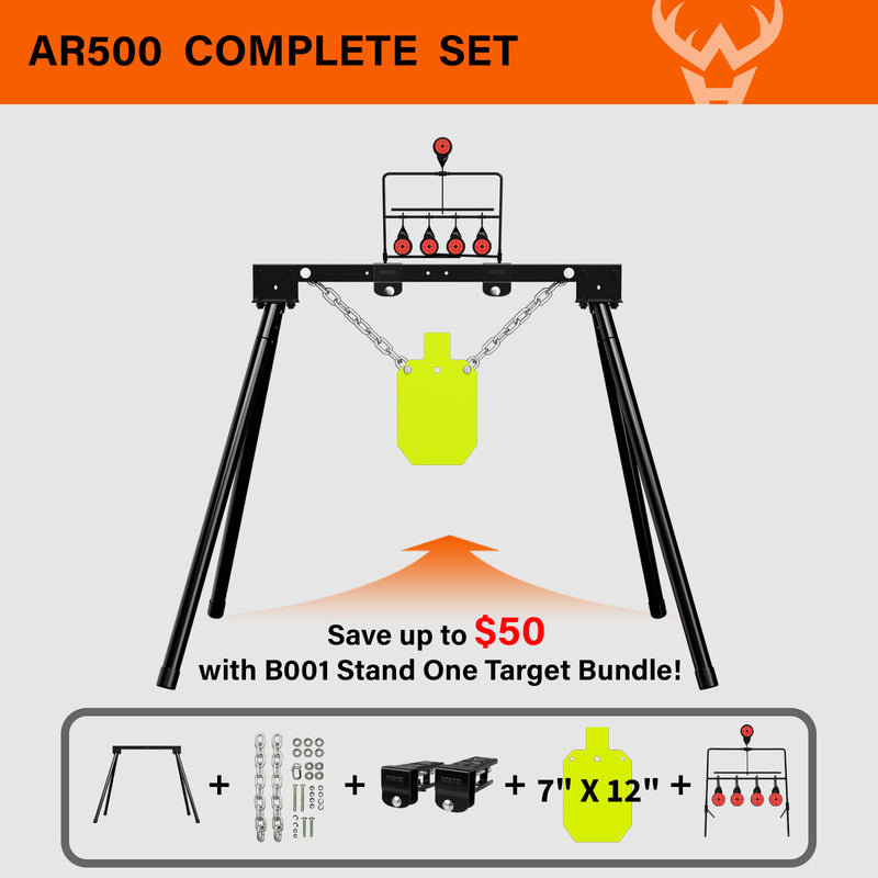 Load image into Gallery viewer, 3/8&quot; AR500 Steel Targets System 7&quot;x 12&quot; Silhouette with Stand and Air Gun Resetting Target
