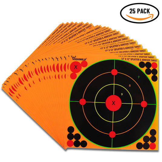 Stick Splatter Adhesive Shooting Targets - Splash Effect of Mutiple Colors - 12 x 12 Inch