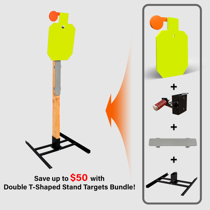 Load image into Gallery viewer, Double T-Shaped Base Stand + 2X4 Target Hanger + 3/8" Thick 10" X 16" Hostage Target + Wood Stand Armor Plate
