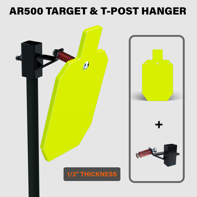 Load image into Gallery viewer, AR500 Steel Shooting Target 1/2 Inch Thick 10" x 16" Silhouette Torso with T-Post Target Holder Mount
