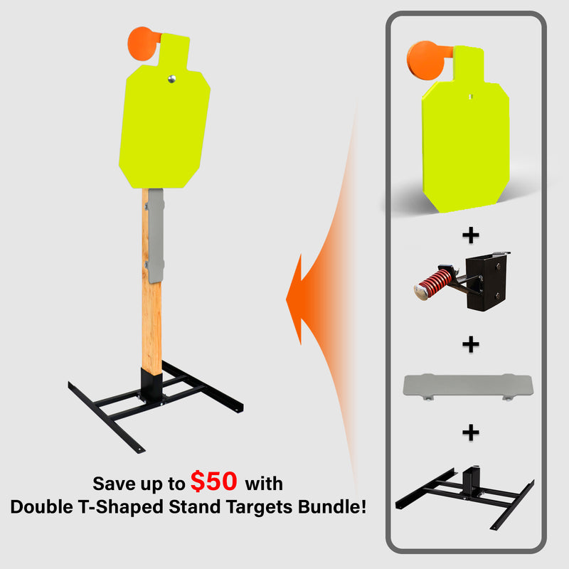 Load image into Gallery viewer, Double T-Shaped Base Stand + 2X4 Target Hanger + 3/8" Thick 12" X 20" Hostage Target + Wood Stand Armor Plate
