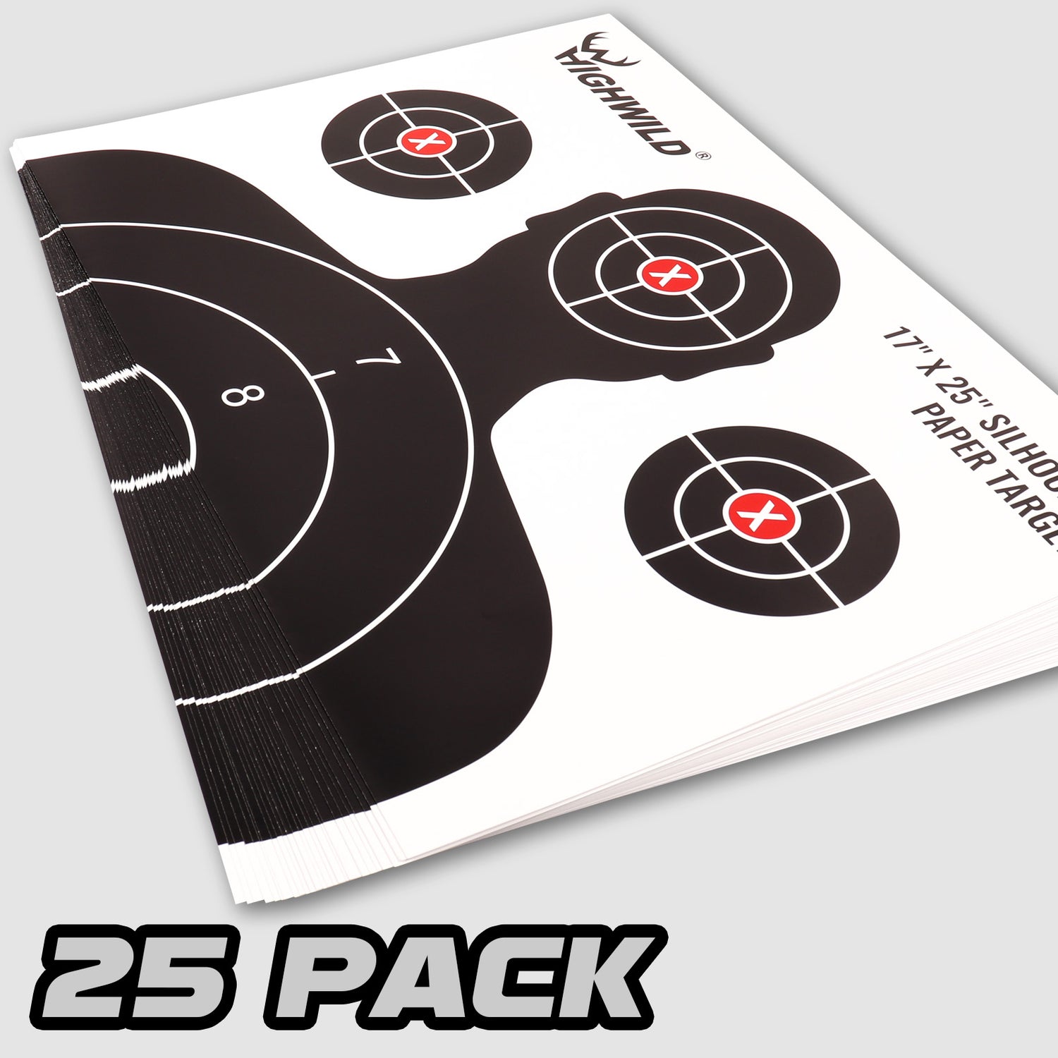 Shooting Range Silhouette Paper Target - 17X25 Inches (White & Black ...
