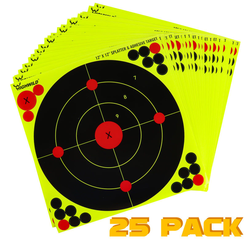 Load image into Gallery viewer, 12X12 Inch Splatter Adhesive Bullseye Fluorescent Yellow Shooting Target Stickers
