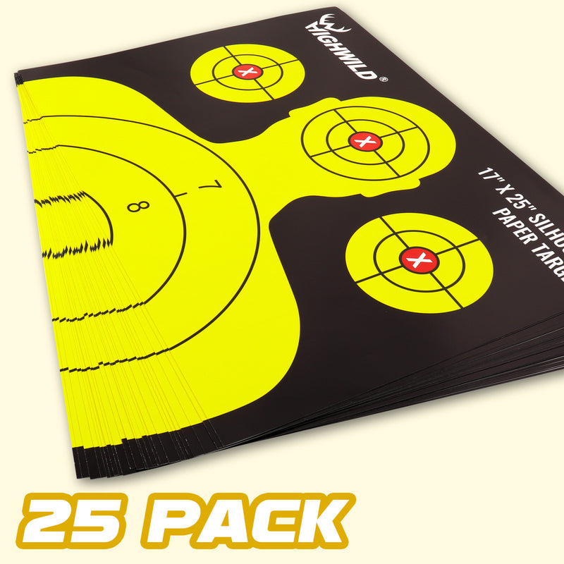 Shooting Range Silhouette Paper Target - 17X25 Inches (Black & Yellow ...