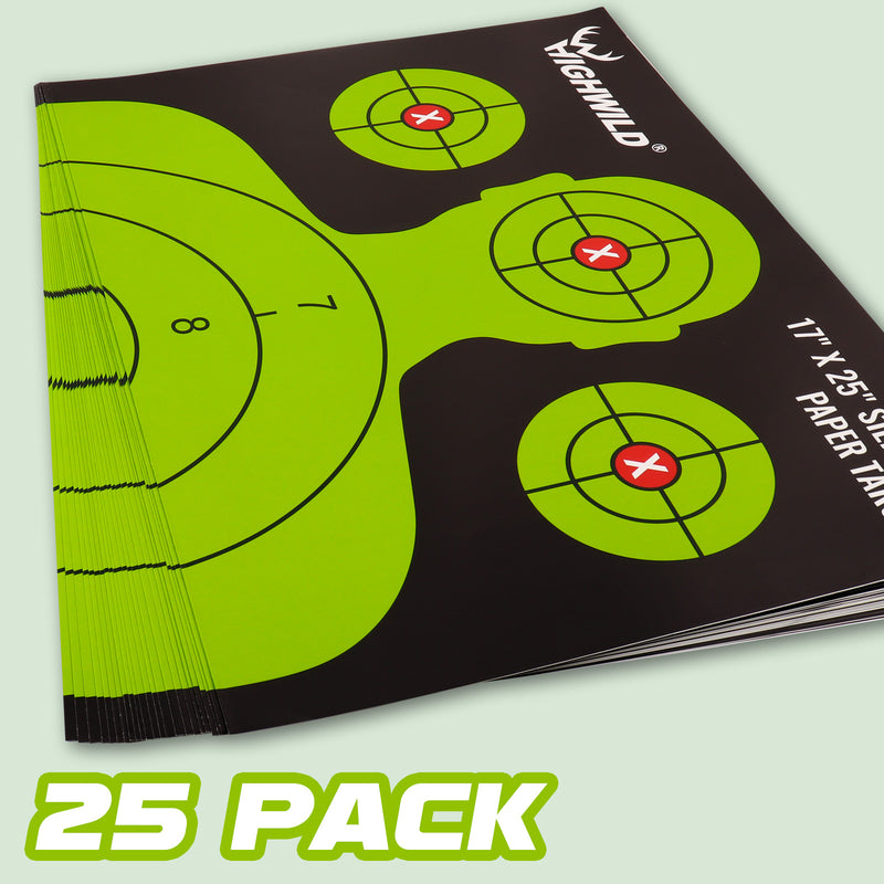 Load image into Gallery viewer, Shooting Range Silhouette Paper Target - 17X25 Inches (Black &amp; Green)
