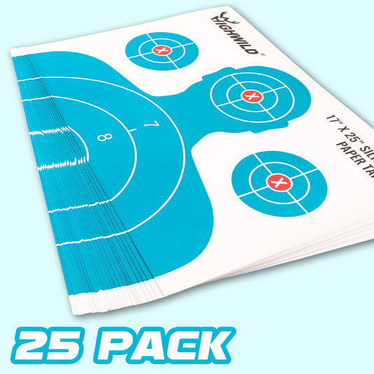 Shooting Range Silhouette Paper Target - 17X25 Inches (White & Light Blue)