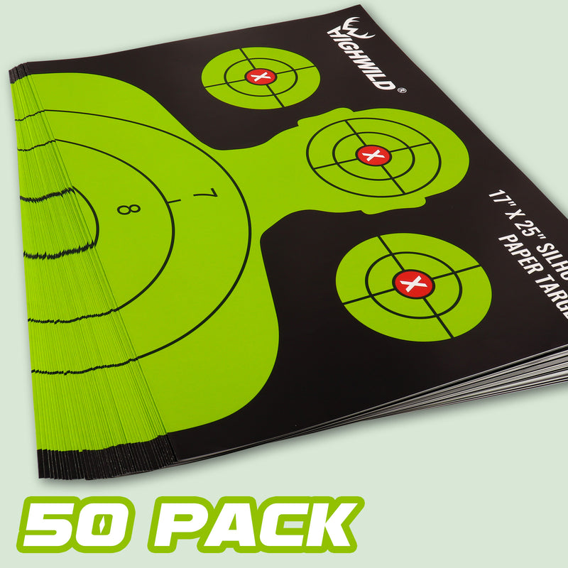 Load image into Gallery viewer, Shooting Range Silhouette Paper Target - 17X25 Inches (Black &amp; Green)
