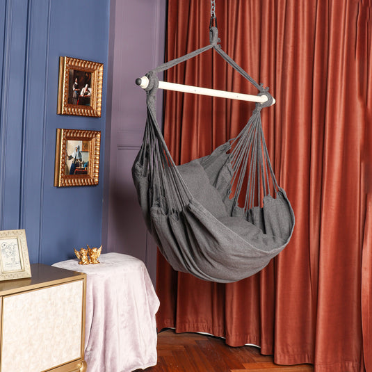 Hanging Hammock Chair with Cushions - Grey