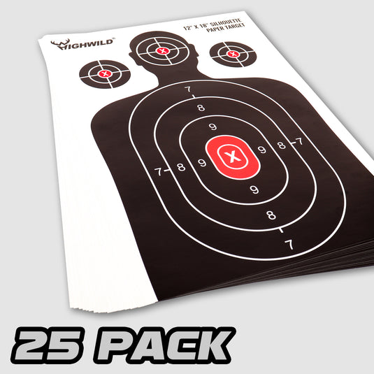 Shooting Range Silhouette Paper Target - 12X18 Inches (25 Pack)