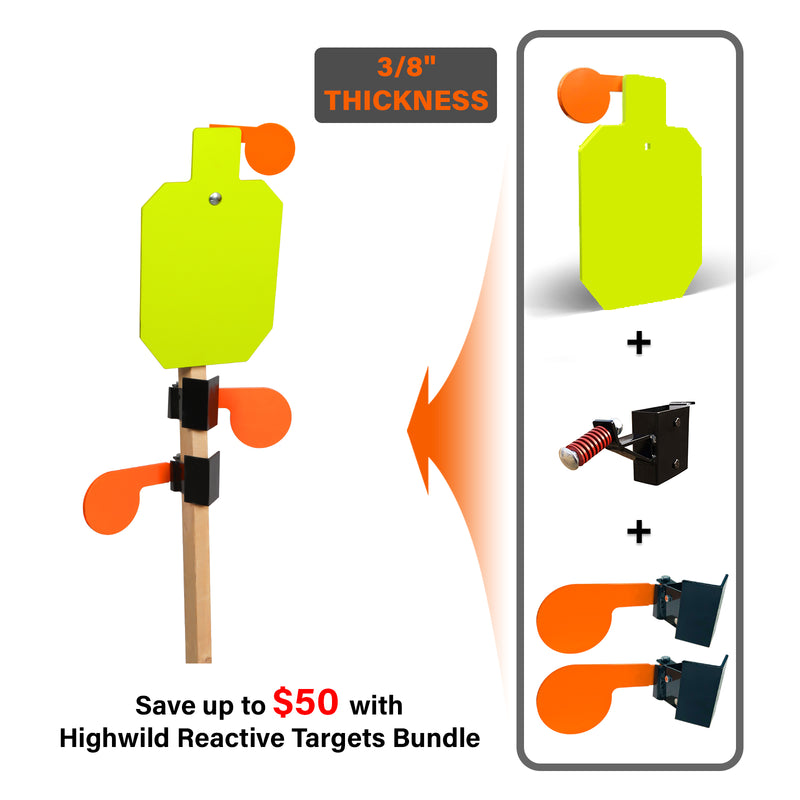 Load image into Gallery viewer, 3/8&quot; AR500 Steel 12&quot; x 20&quot; Reactive Hostage Target and 6&quot; AR500 Dueling Tree Paddles Set

