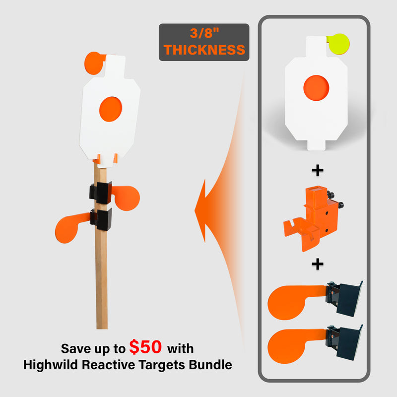 Load image into Gallery viewer, 3/8&quot; AR500 Steel 12&quot; x 20&quot; Reactive Hostage with Hanger and 6&quot; AR500 Dueling Tree Paddles Set
