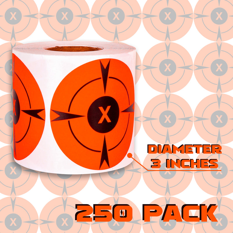 Load image into Gallery viewer, 250 Pack of 3-inch Fluorescent Orange Bullseye Adhesive Target Stickers
