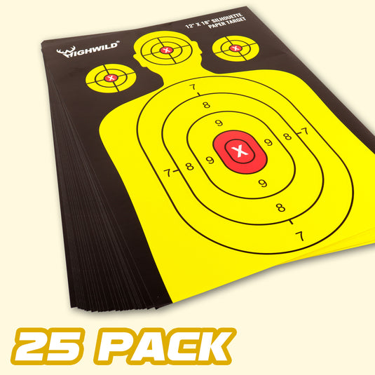 Shooting Range Silhouette Paper Target - 12X18 Inches (25 Pack)