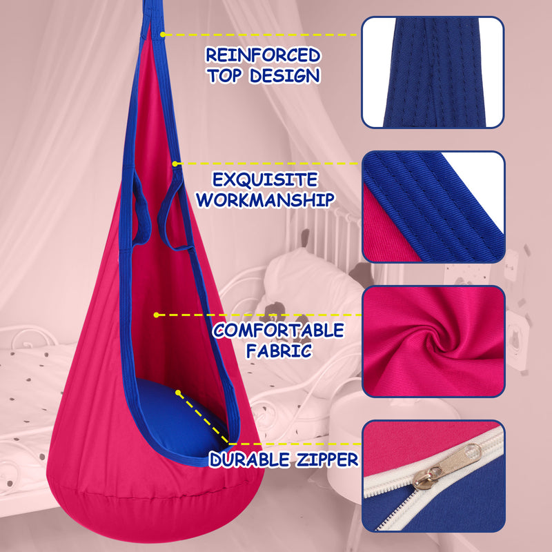 Load image into Gallery viewer, Kids Pod Swing Seat Child Hanging Hammock Chair with Inflatable Pillow - Pink and Blue
