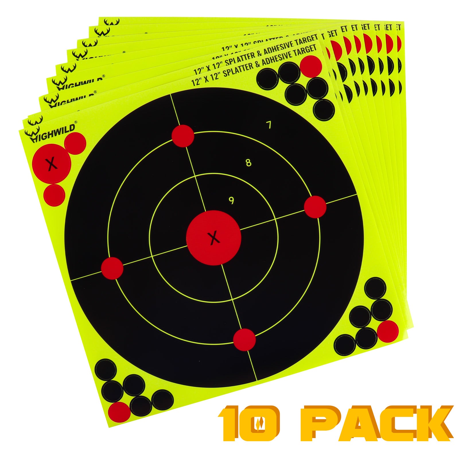 Yellow Target Set 12X12 Inch Splatter Adhesive Bullseye Fluorescent Yellow Shooting Targ ...