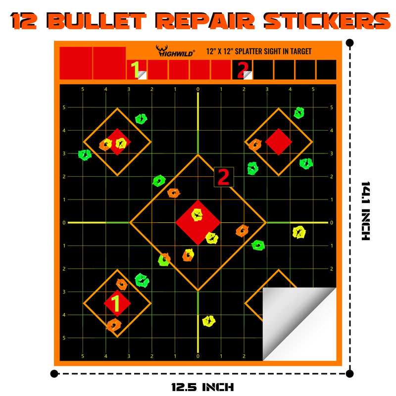 Load image into Gallery viewer, Sight in Stick Splatter Adhesive Shooting Targets - Splash Effect of Multiple Colors - 12 x 12 Inch
