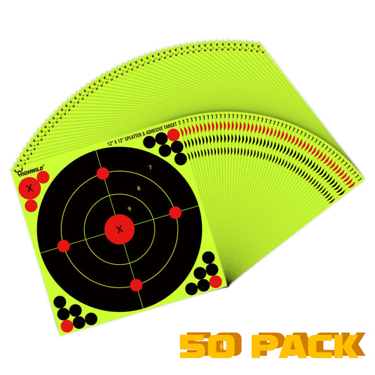 12X12 Inch Splatter Adhesive Bullseye Fluorescent Yellow Shooting Target Stickers
