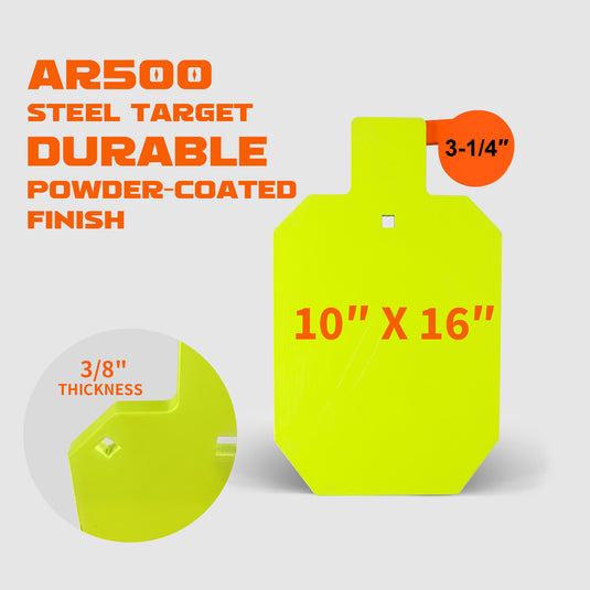 AR500 Steel Shooting Target 3/8 Inch Thick 10" x 16" Hostage with  T-Post Target Holder Mount