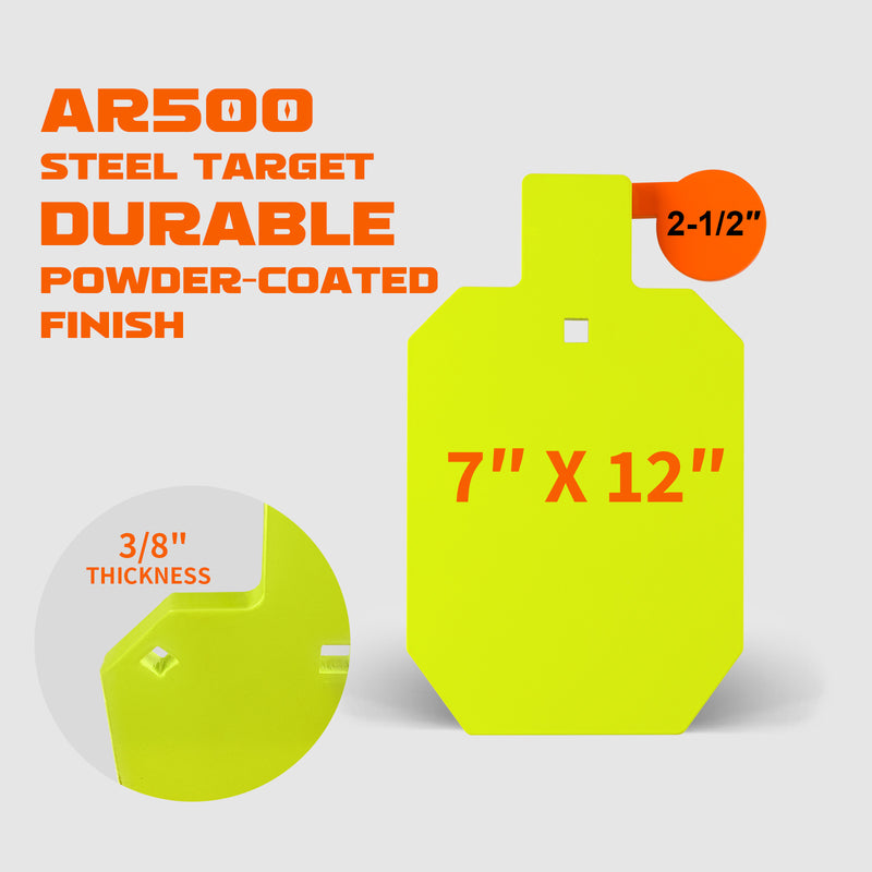 Load image into Gallery viewer, AR500 Steel Shooting Target 3/8 Inch Thick 7" x 12" Hostage with T-Post Target Holder Mount
