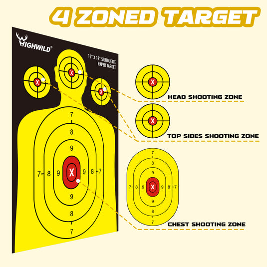 Shooting Range Silhouette Paper Target - 12X18 Inches (25 Pack)