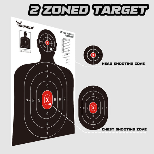 Shooting Range Silhouette Paper Target - 23X35 Inches (5 Pack, White & Black)