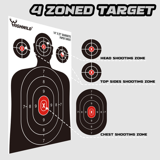 Shooting Range Silhouette Paper Target - 14X22 Inches (50 Pack)