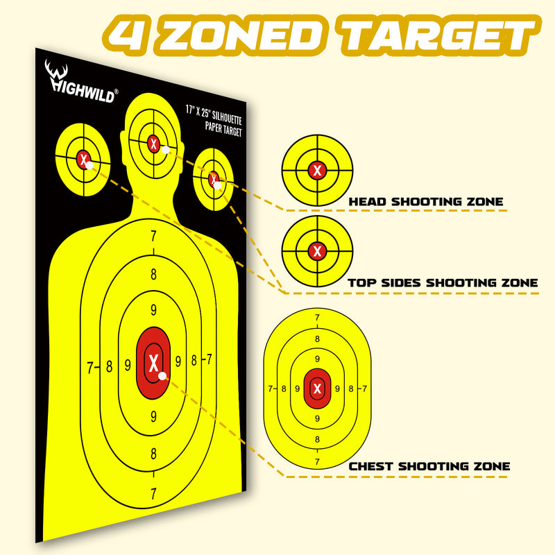 Load image into Gallery viewer, Shooting Range Silhouette Paper Target - 17X25 Inches (Black &amp; Yellow)
