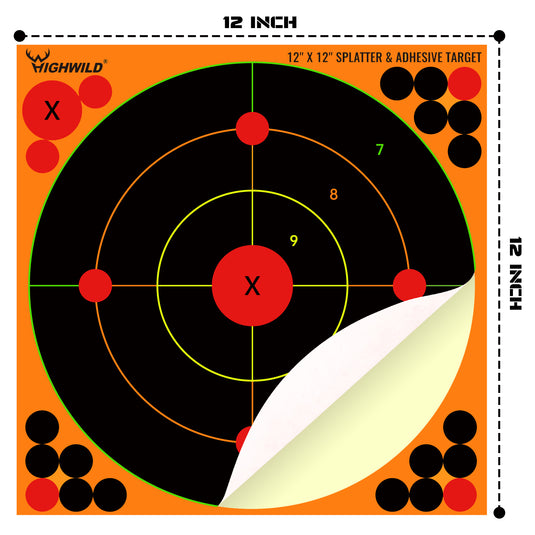Stick Splatter Adhesive Shooting Targets - Splash Effect of Mutiple Colors - 12 x 12 Inch