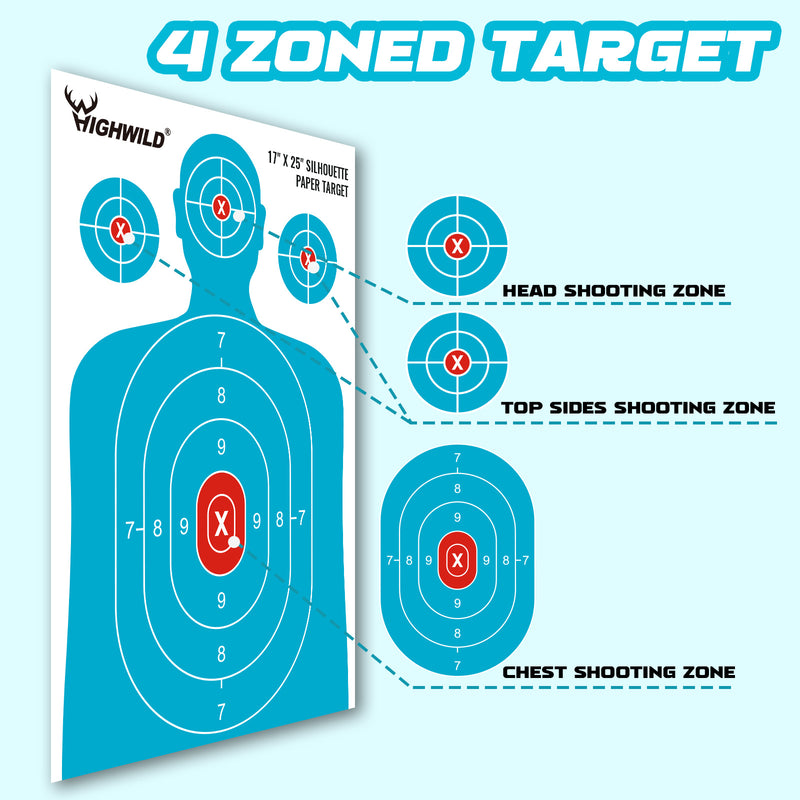 Load image into Gallery viewer, Shooting Range Silhouette Paper Target - 17X25 Inches (White &amp; Light Blue)
