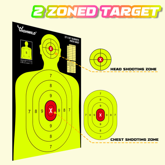 23X35 Inch Shooting Range Silhouette Paper Target - 5 Fluorescent Colors