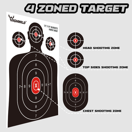 Shooting Range Silhouette Paper Target - 12X18 Inches (25 Pack)