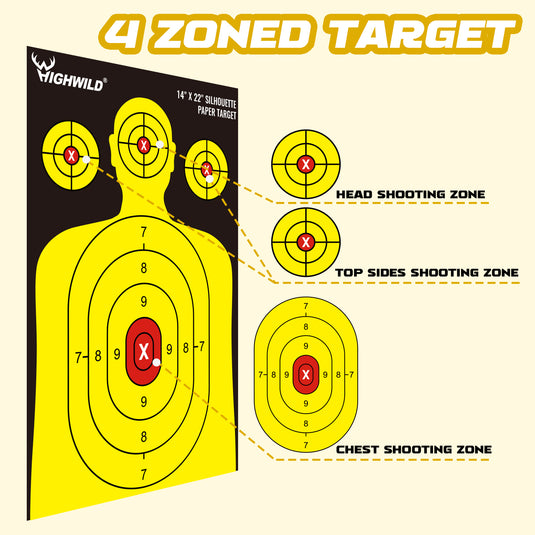 Shooting Range Silhouette Paper Target - 14X22 Inches (50 Pack)